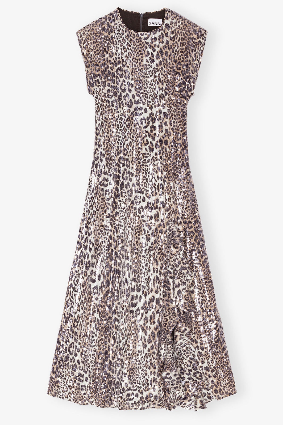 Leopard Stretch Sequins Long Dress - GANNI
