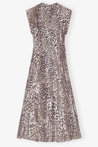 Leopard Stretch Sequins Long Dress - GANNI