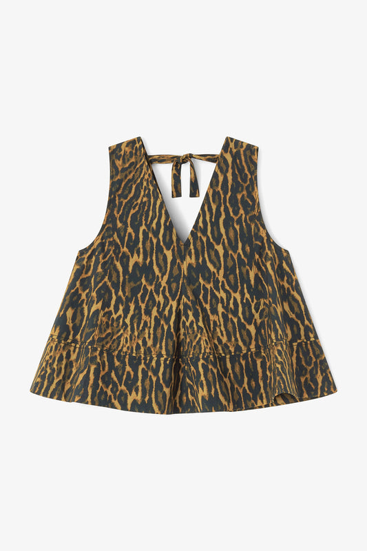 Leopard Cotton A-line Top - GANNI