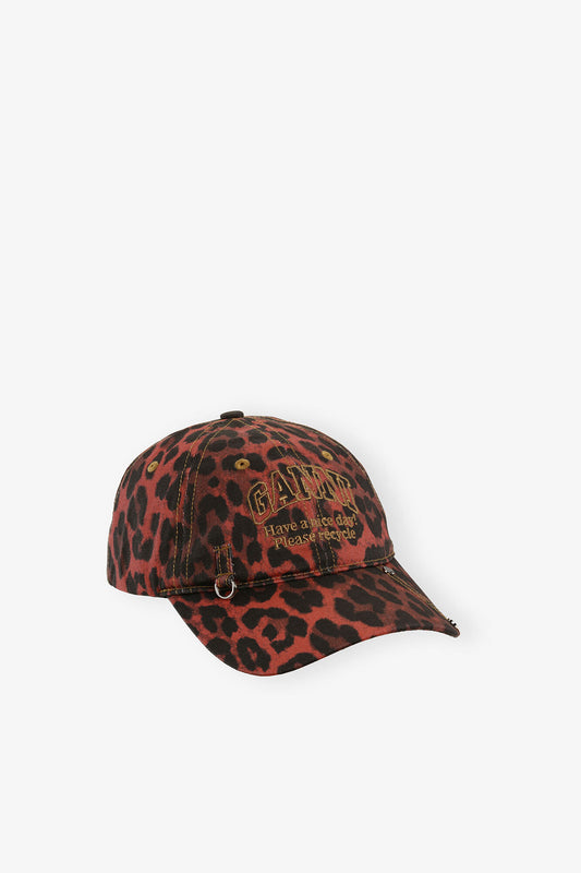 Racing Red Red Leopard Cap - GANNI