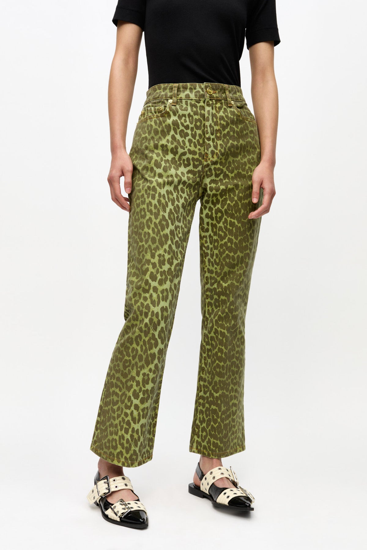 Green Leopard Betzy Jeans - GANNI