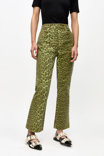 Green Leopard Betzy Jeans - GANNI
