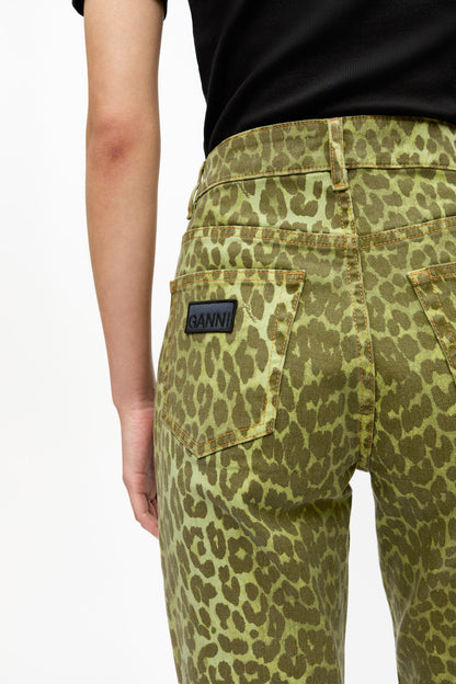 Green Leopard Betzy Jeans - GANNI
