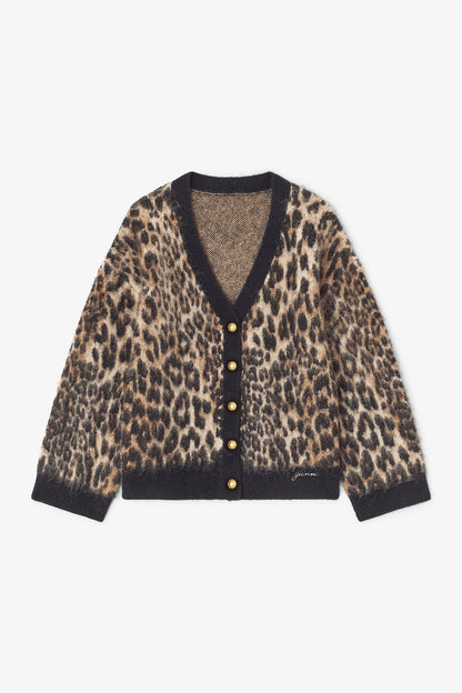 Leopard V-neck Cardigan - GANNI