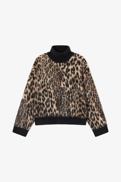 Leopard High-neck Sweater - GANNI
