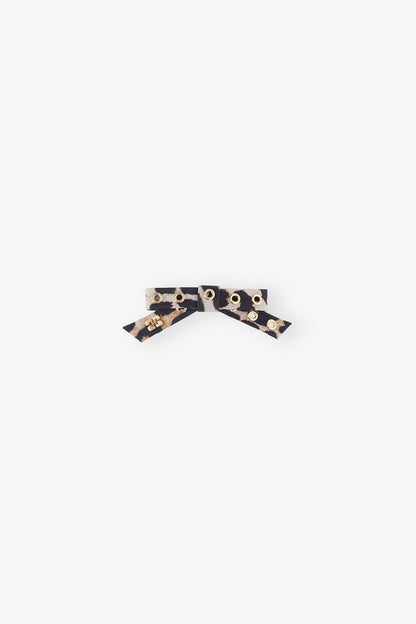 Leopard Leopard Eyelet Bow Barrette - GANNI