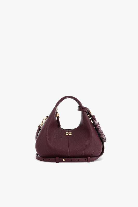 Port Royale Mini Hobo Bag in Burgundy - GANNI