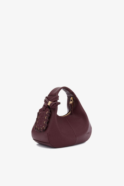 Port Royale Mini Hobo Bag in Burgundy - GANNI