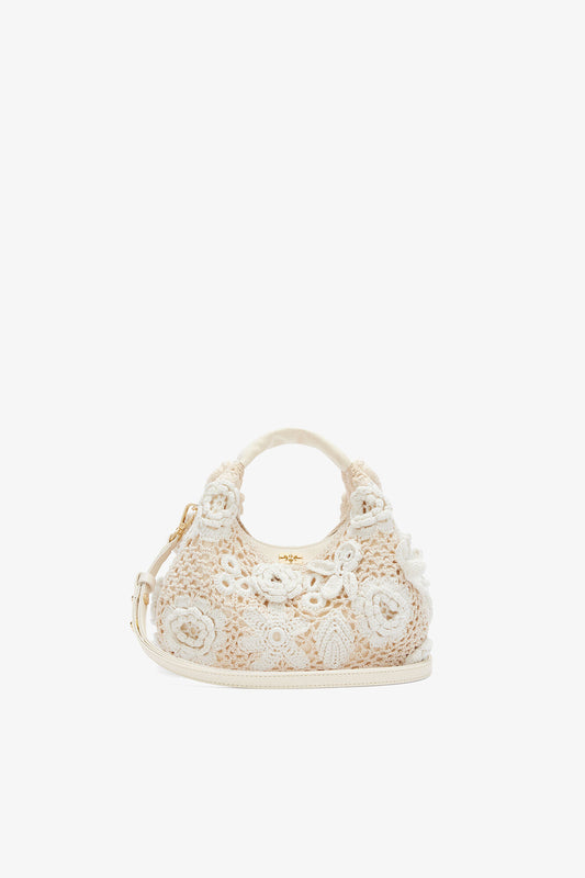 Egret Mini Hobo Bag in White Crochet - GANNI