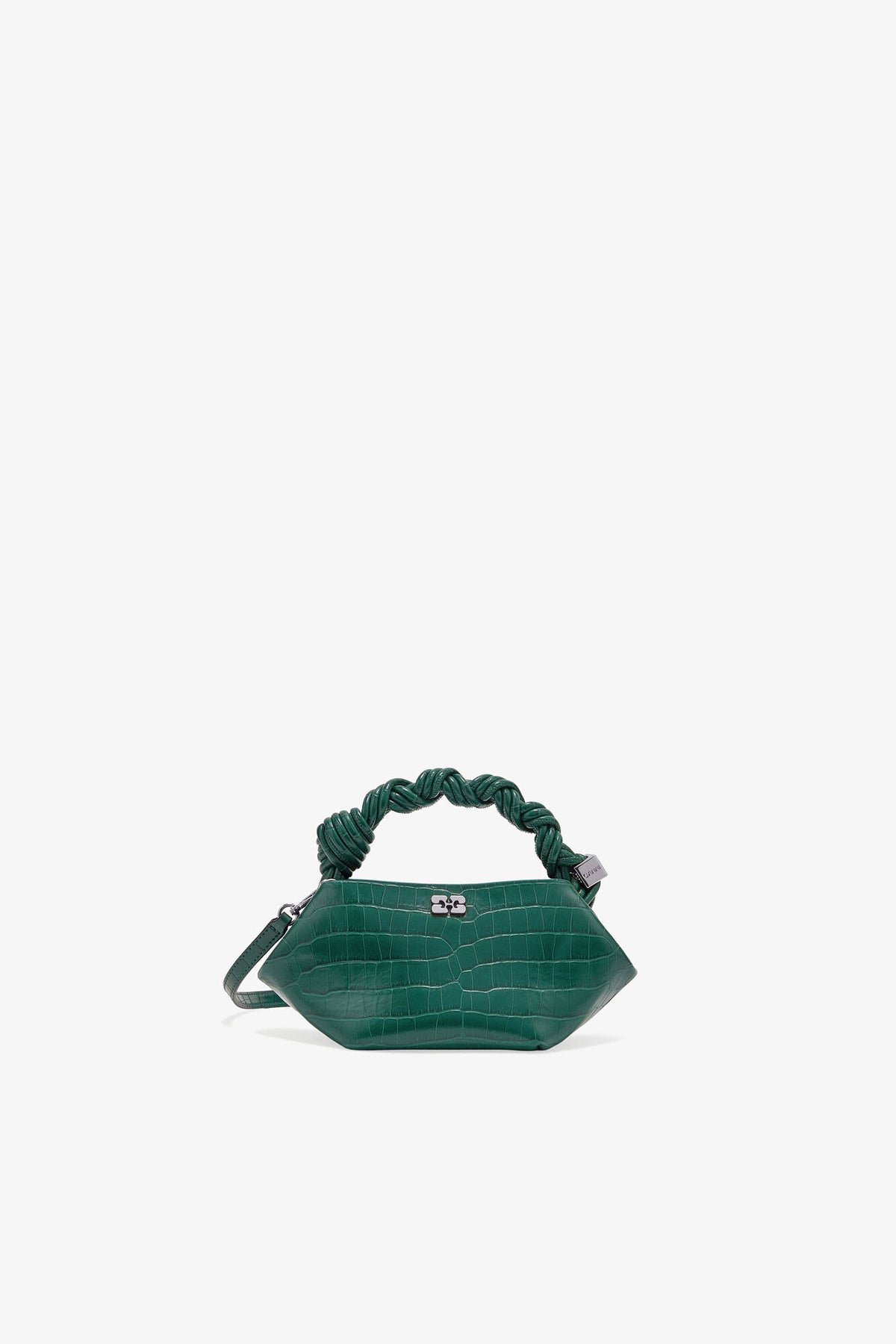 Pineneedle Green Croco Patent Mini Bou Bag - GANNI