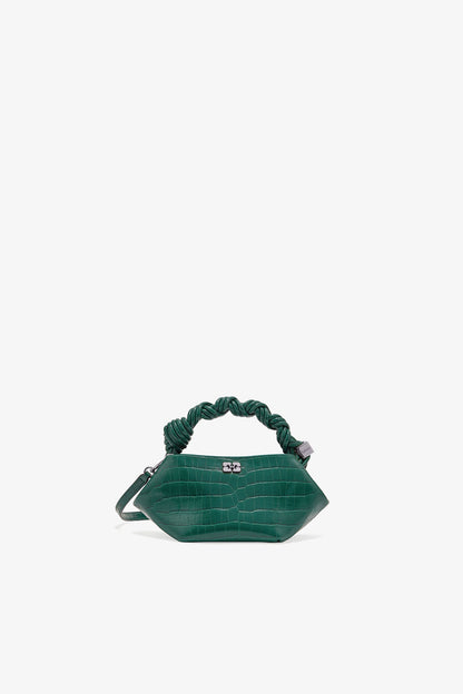 Pineneedle Green Croco Patent Mini Bou Bag - GANNI