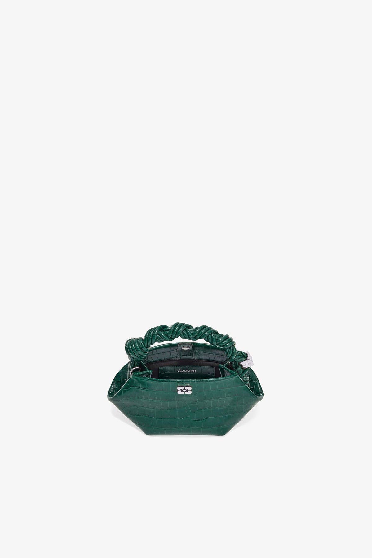 Pineneedle Green Croco Patent Mini Bou Bag - GANNI