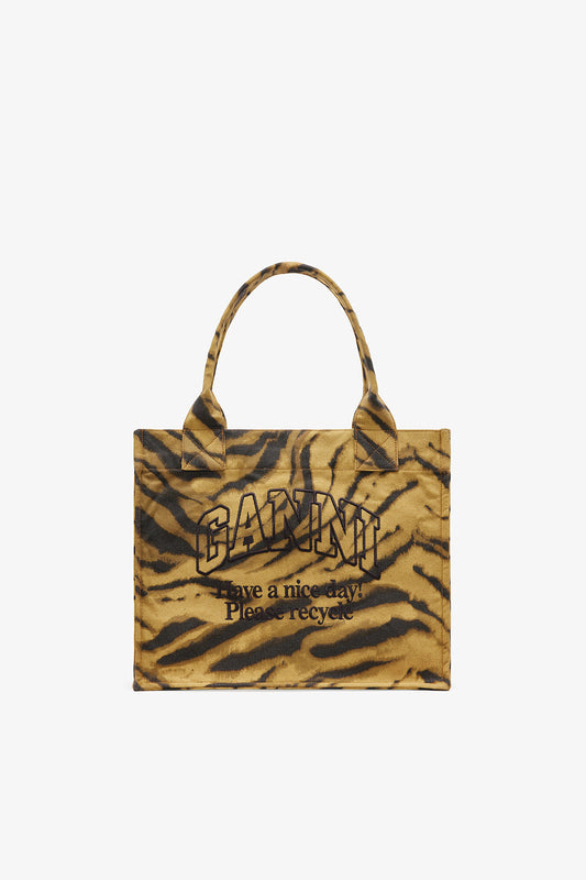 Khaki Zebra Print Large Tote - GANNI