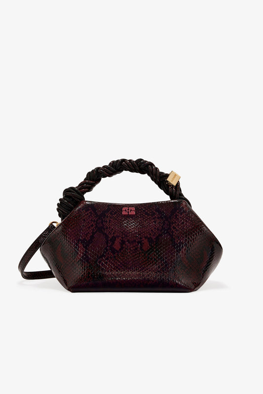 Dark Burgundy Burgundy Snake Small Bou Bag - GANNI