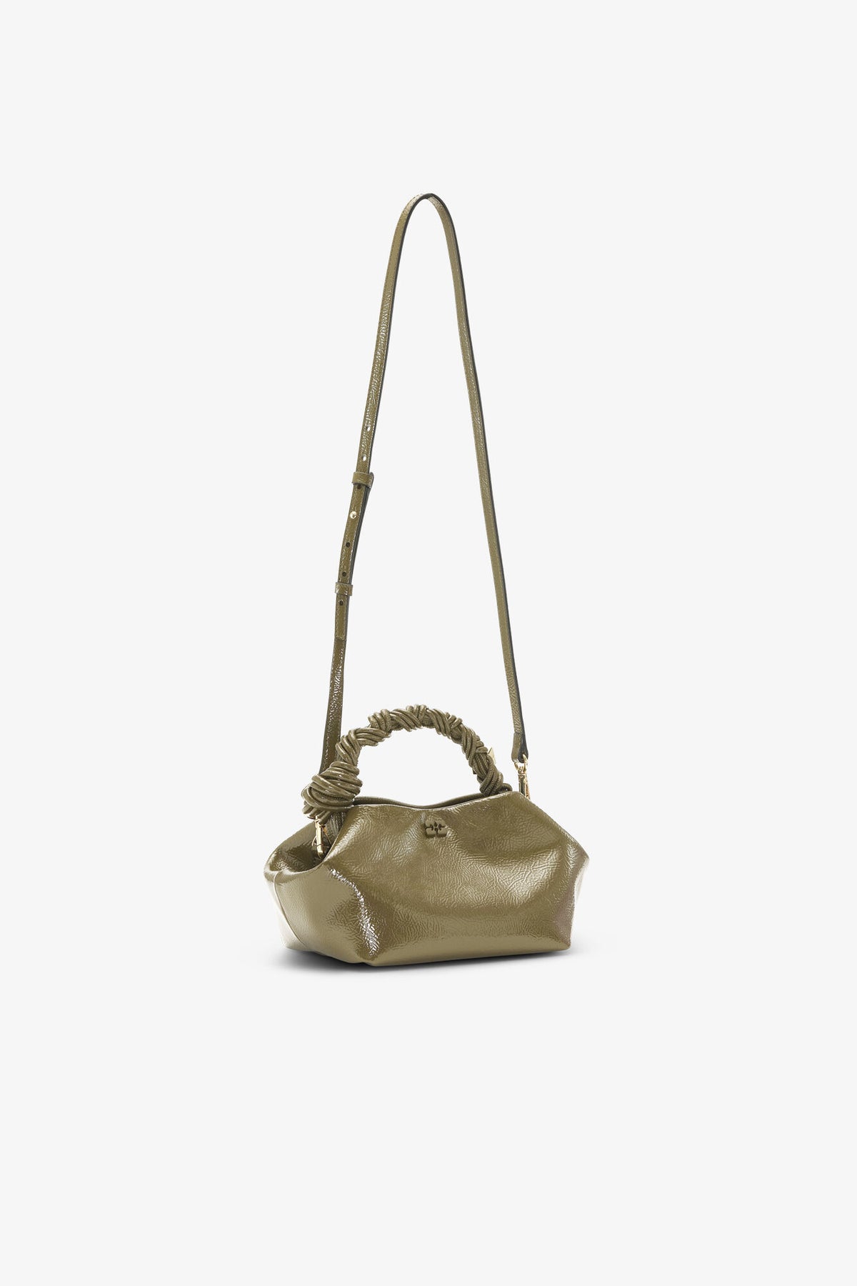 Military Olive Olive Green Patent Small Bou Bag - GANNI