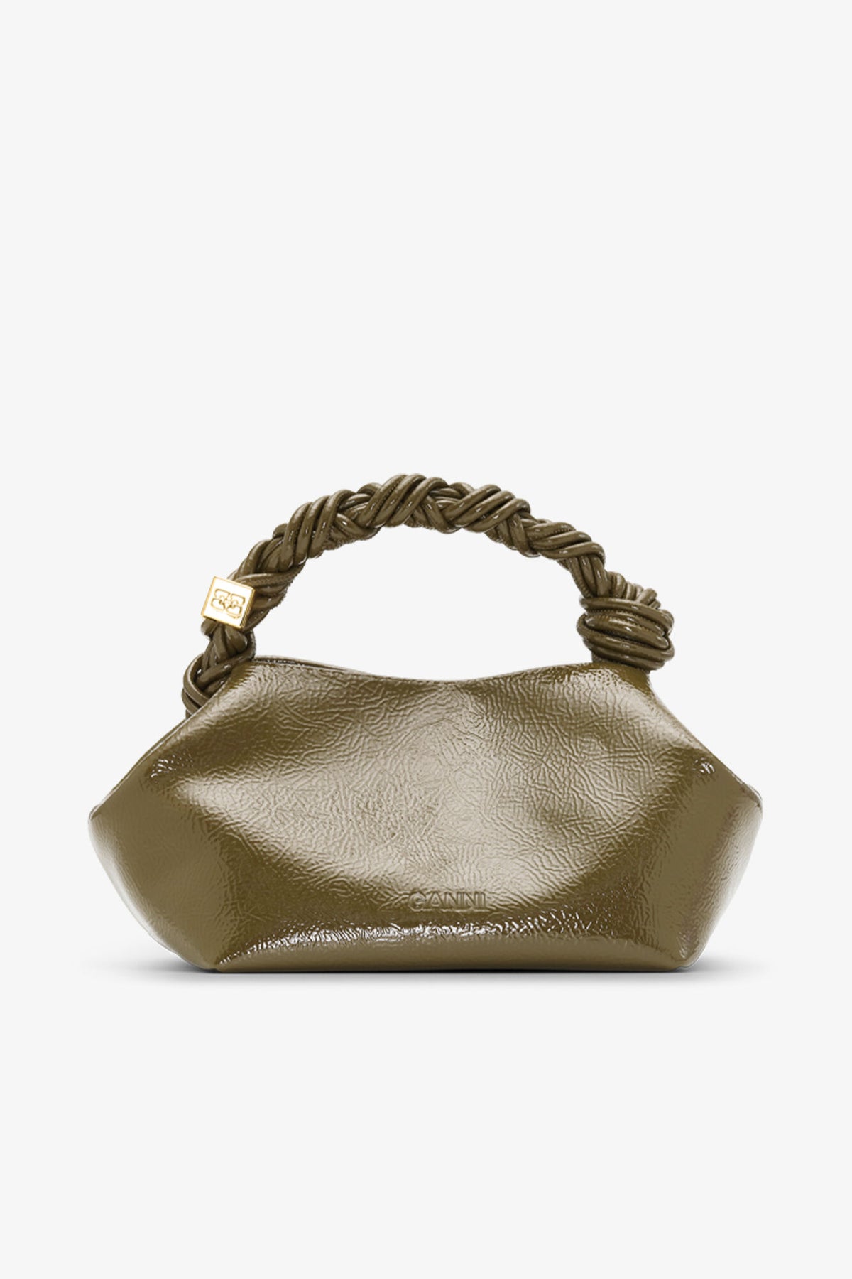 Military Olive Olive Green Patent Small Bou Bag - GANNI