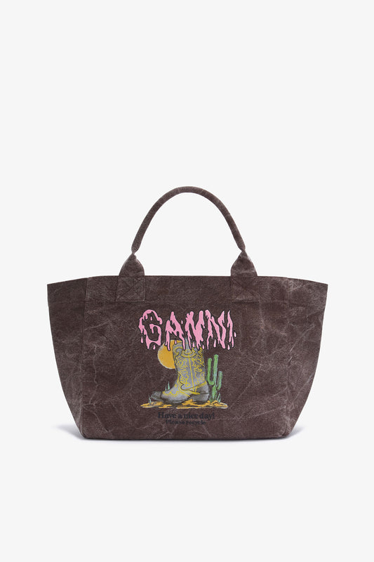 Chicory Coffee Brown Medium Western Boot Tote - GANNI
