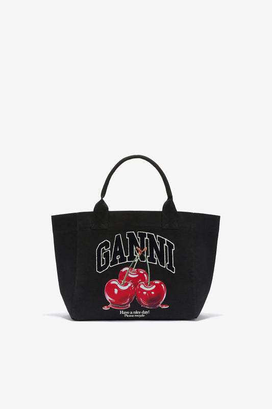 Phantom Black Medium Cherry Tote - GANNI
