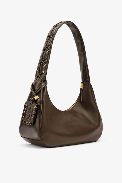 Dark Olive Green Medium Laces Hobo Bag - GANNI