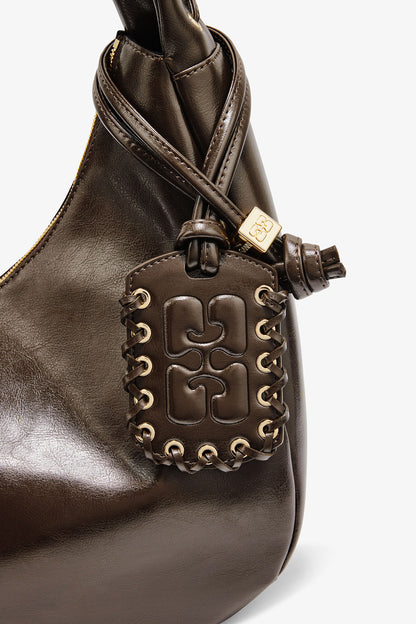 Dark Olive Green Medium Laces Hobo Bag - GANNI