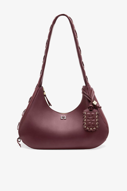 Burgundy Burgundy Medium Laces Hobo Bag - GANNI