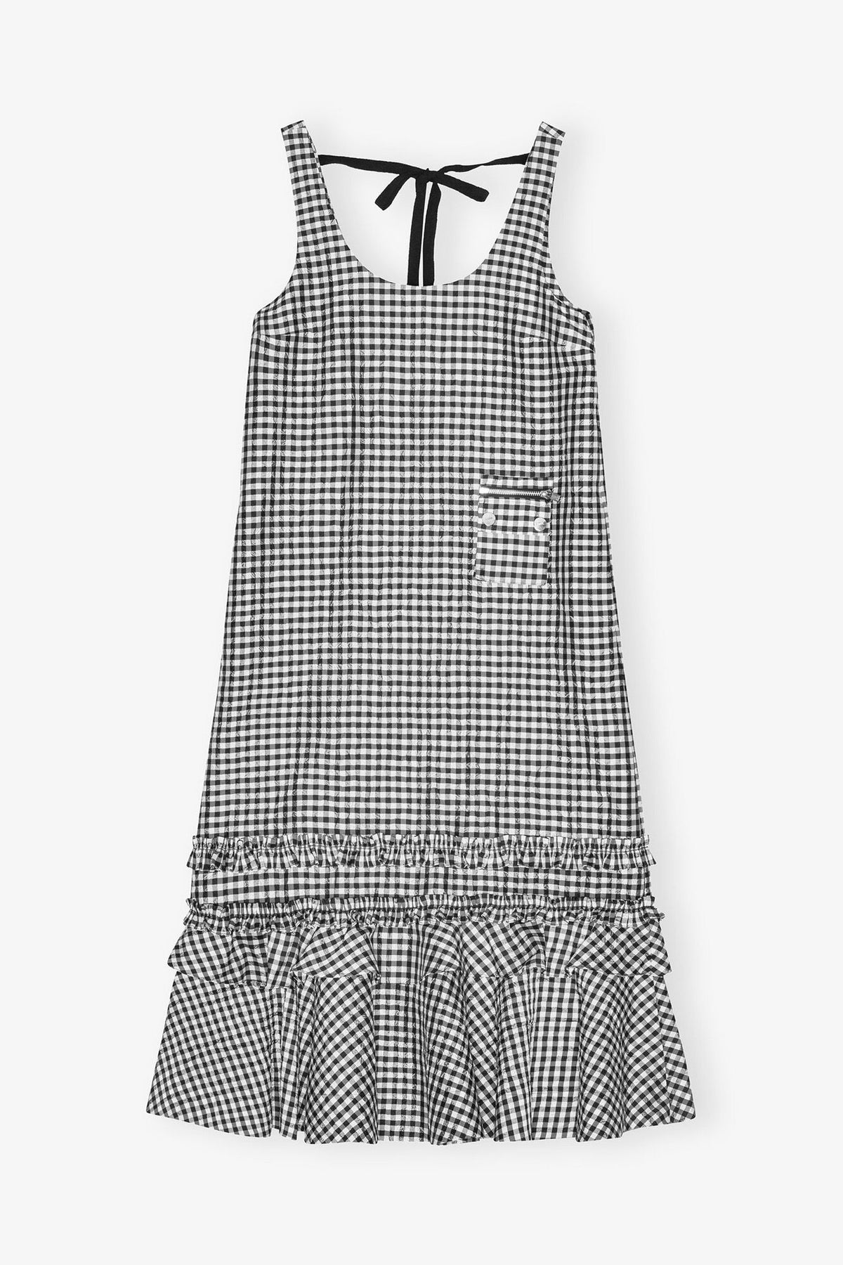 Crinkled Check Long Dress - GANNI