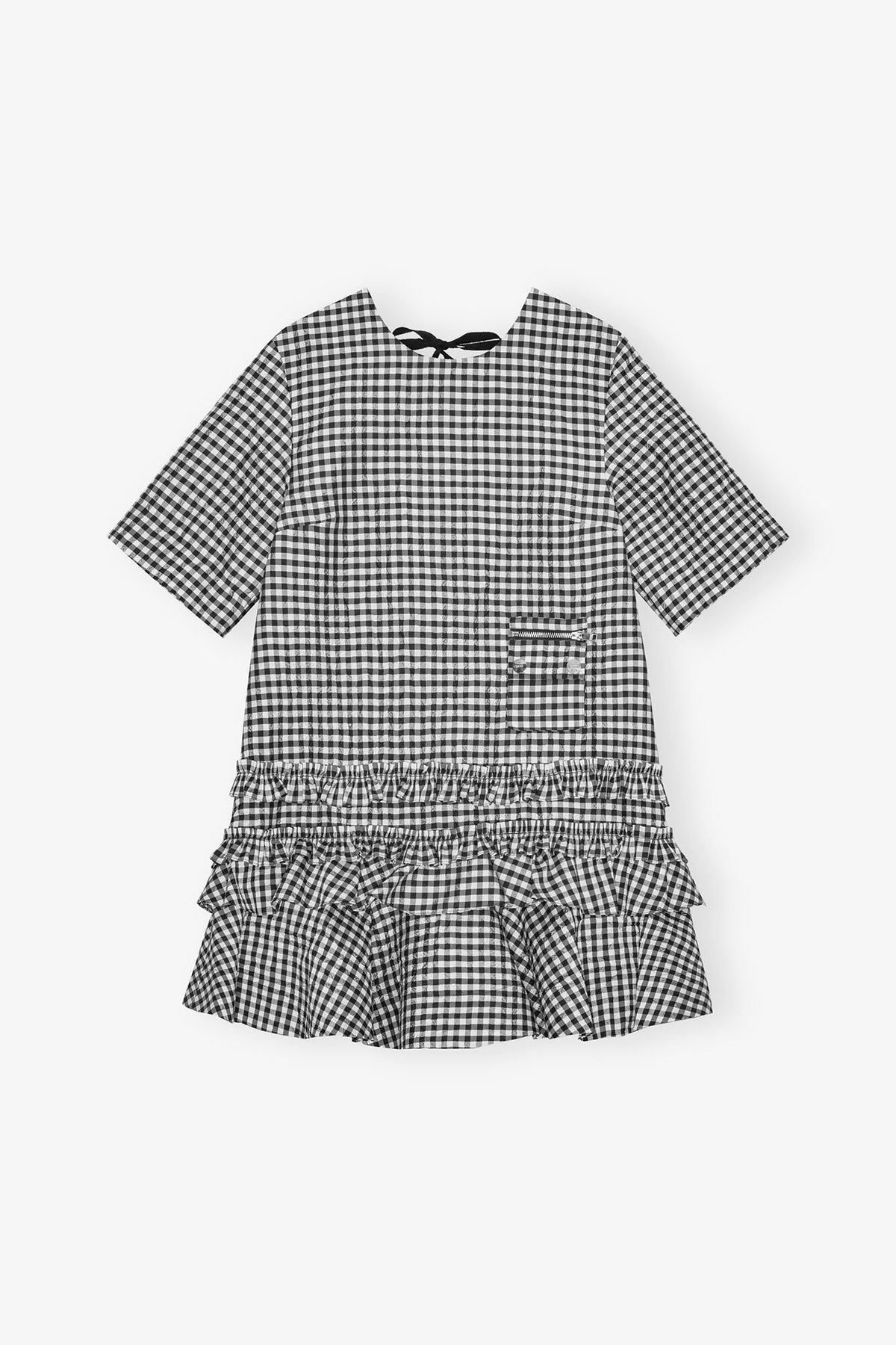 Crinkled Check Mini Dress - GANNI
