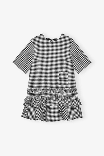 Crinkled Check Mini Dress - GANNI