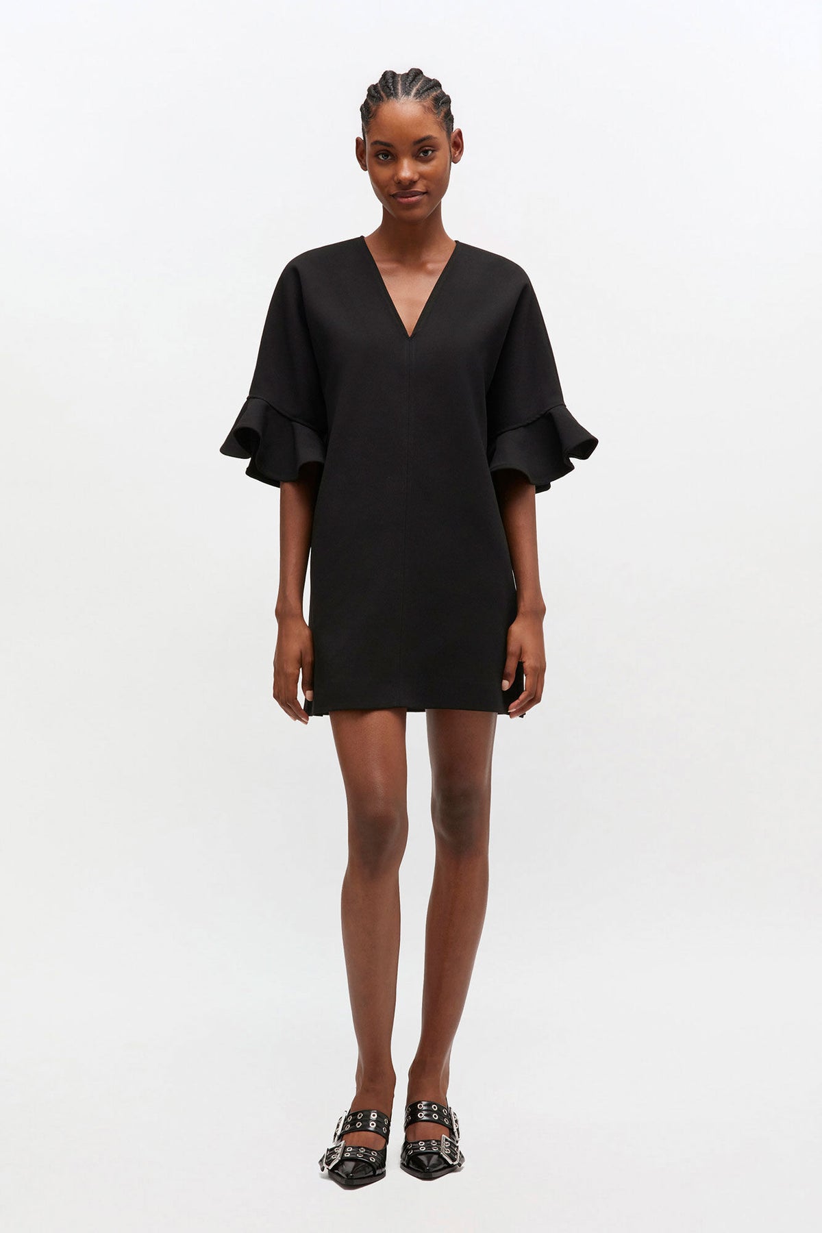 Black Mini Ruffle Dress - GANNI