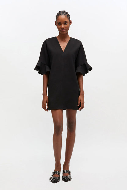 Black Mini Ruffle Dress - GANNI