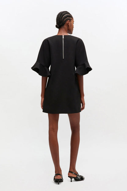 Black Mini Ruffle Dress - GANNI