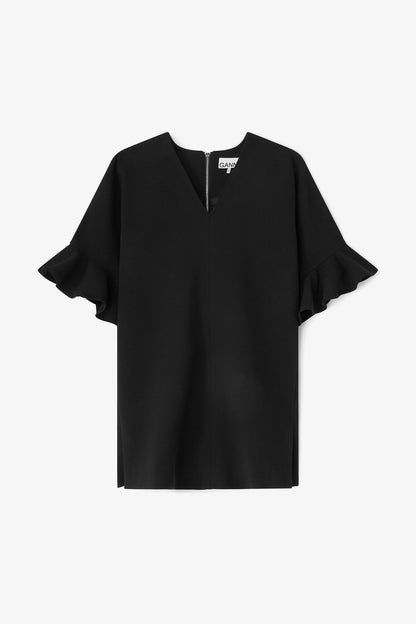 Black Mini Ruffle Dress - GANNI