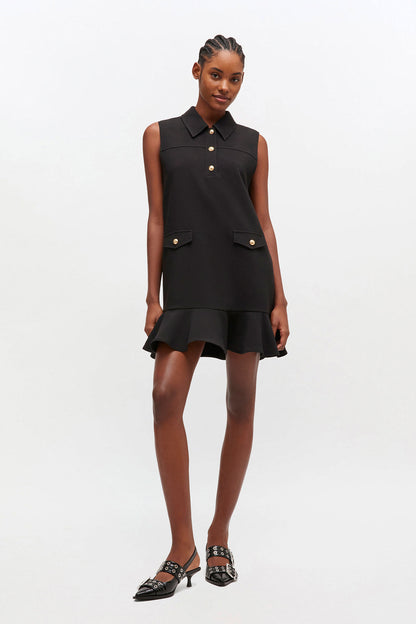 Black Twill Suiting Mini Dress - GANNI