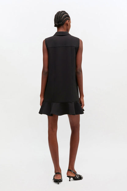 Black Twill Suiting Mini Dress - GANNI