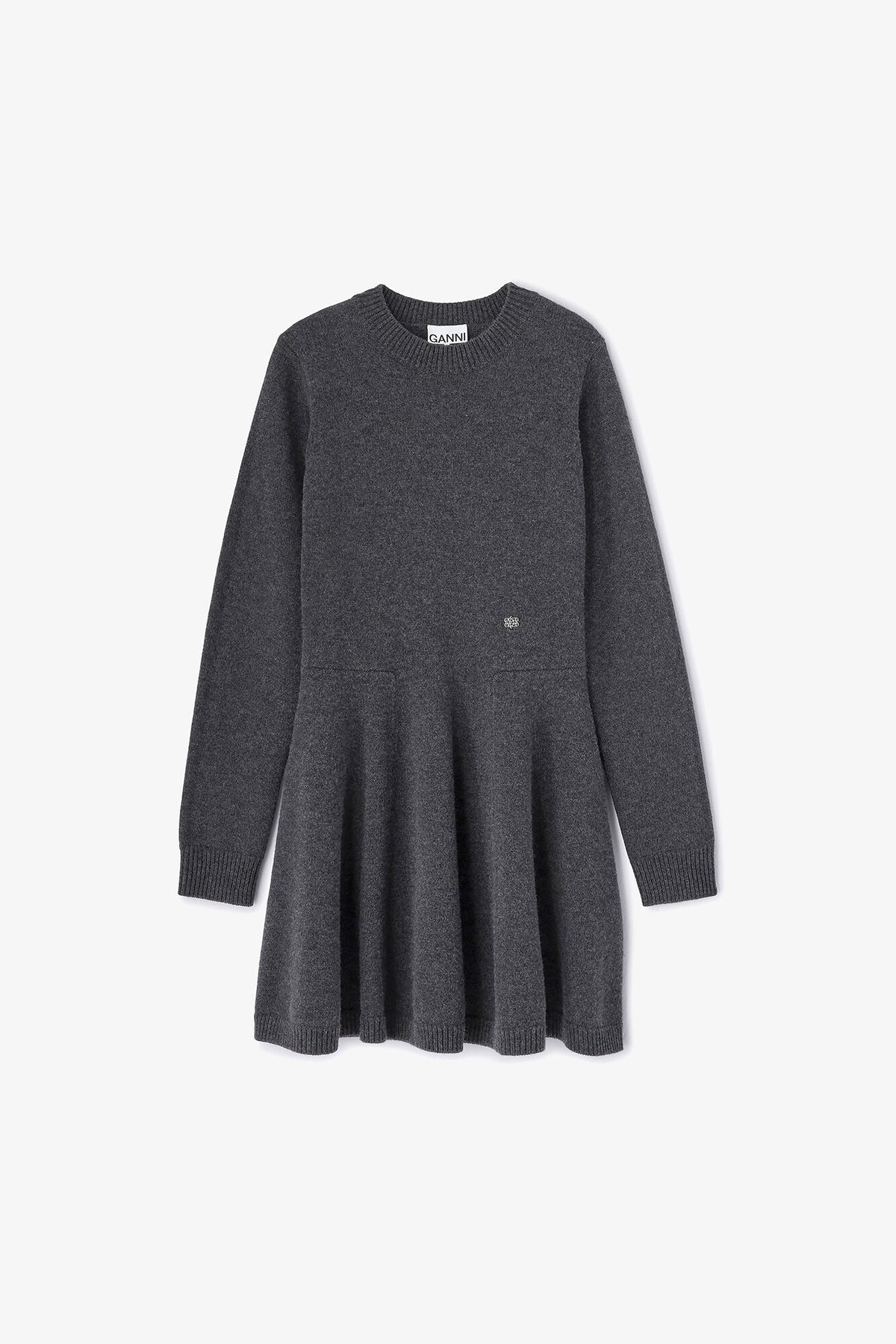 Grey Wool Mini Dress - GANNI