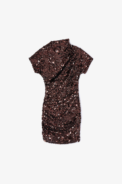 Brown Sequins Mini Dress - GANNI