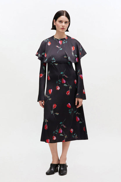 Printed Circle Collar Midi Dress - GANNI