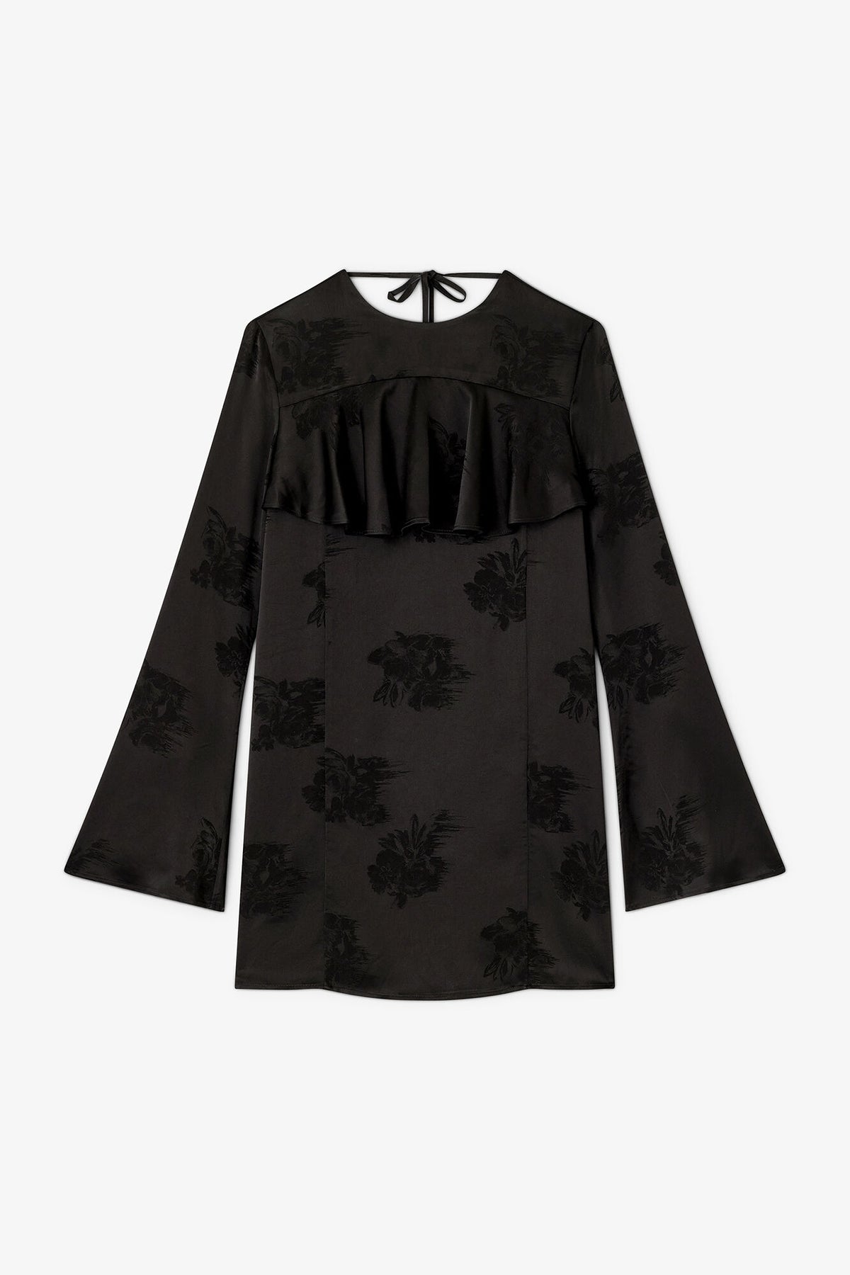 Black Ruffle Mini Dress - GANNI