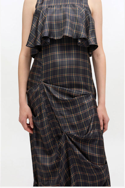 Check Ruffle Dress - GANNI