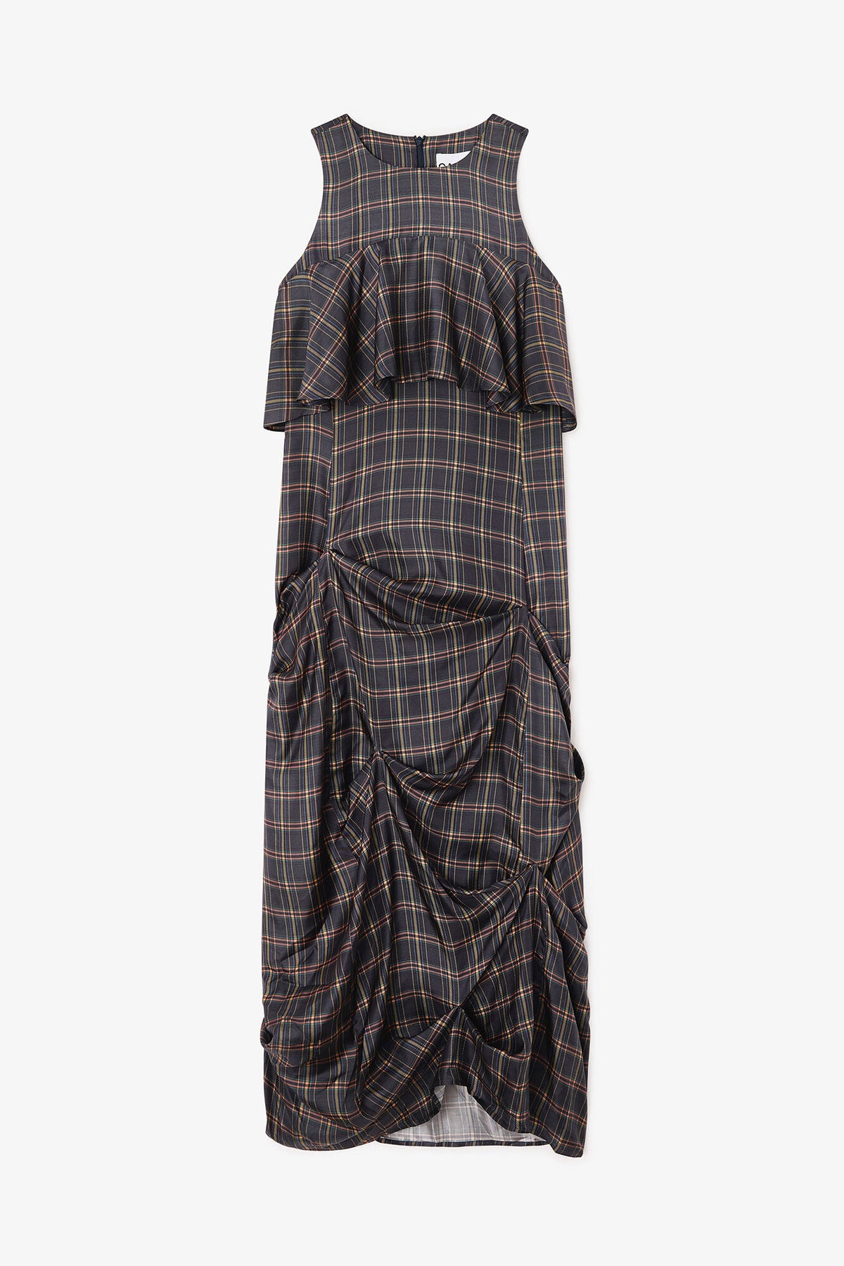 Check Ruffle Dress - GANNI