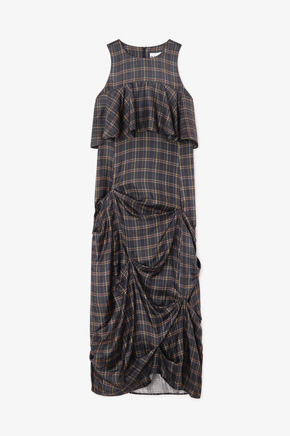 Check Ruffle Dress - GANNI