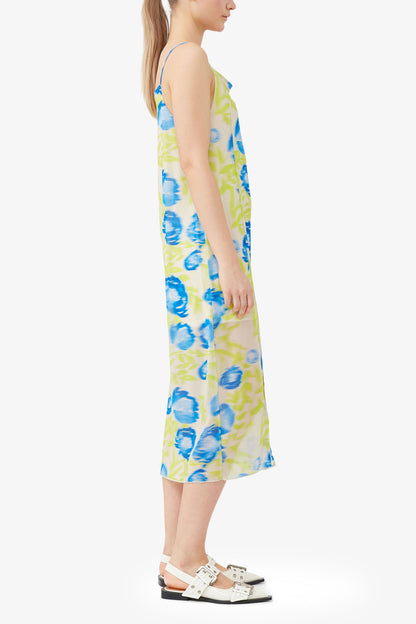 Printed Mesh Slip Dress - GANNI