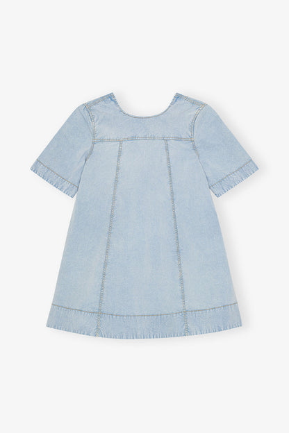 Light Blue A-line Mini Denim Dress - GANNI