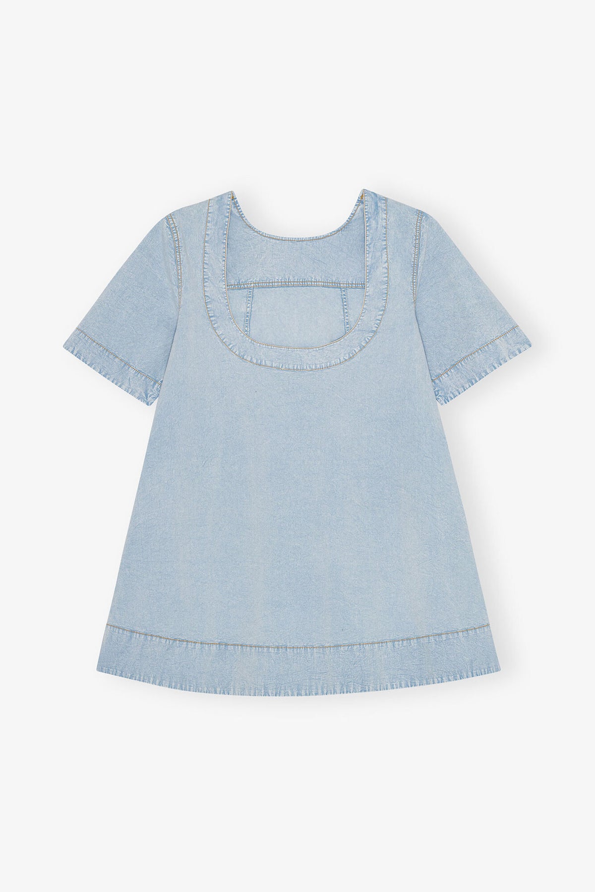 Light Blue A-line Mini Denim Dress - GANNI