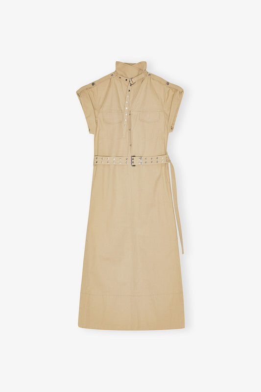 Beige Stretch Cotton Dress - GANNI