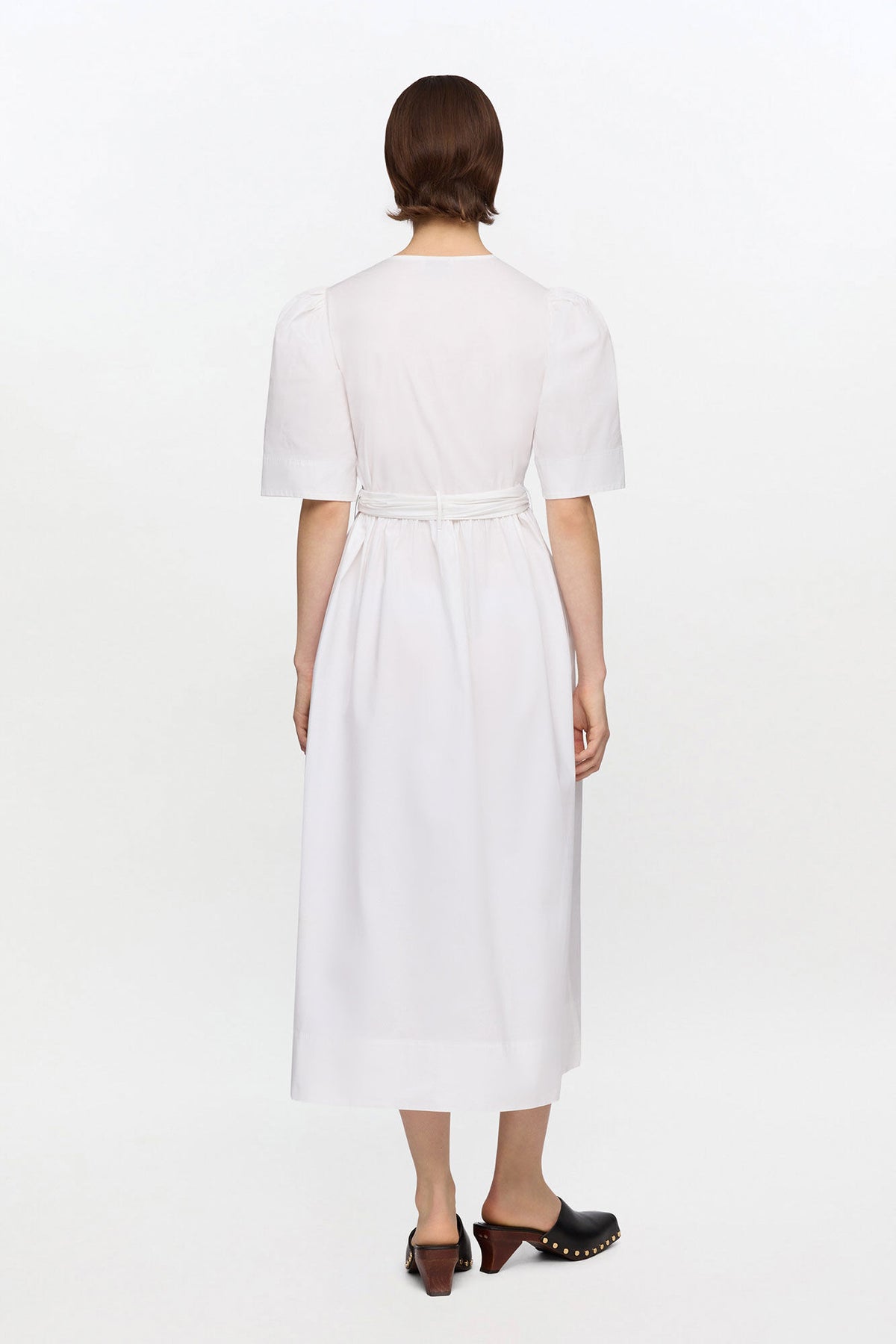 White Stretch Cotton Dress - GANNI