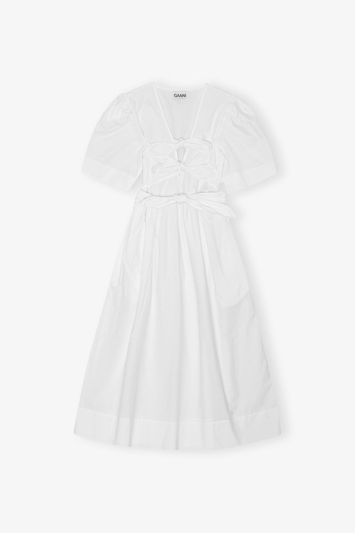 White Stretch Cotton Dress - GANNI