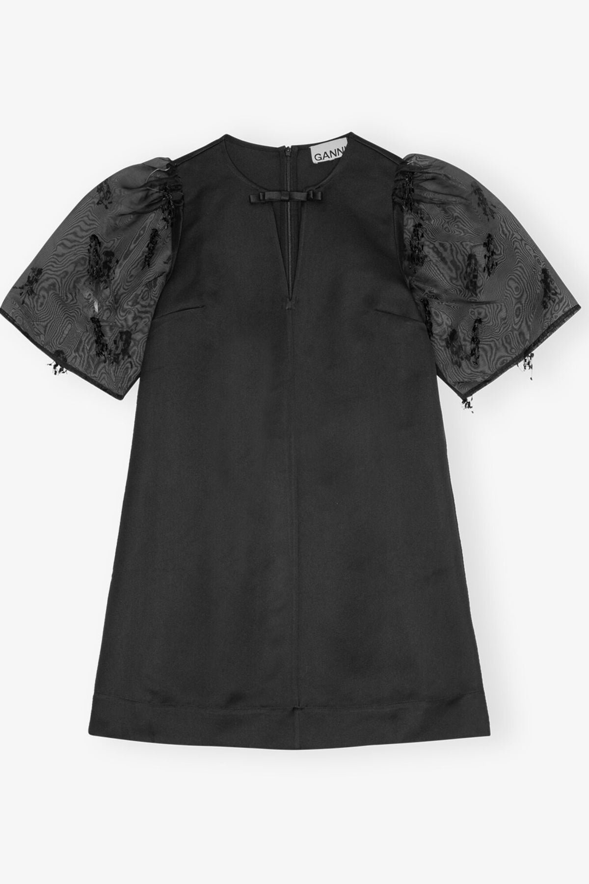 Black Fringed Organza Mini Dress - GANNI