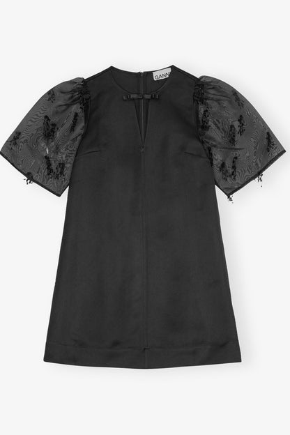Black Fringed Organza Mini Dress - GANNI