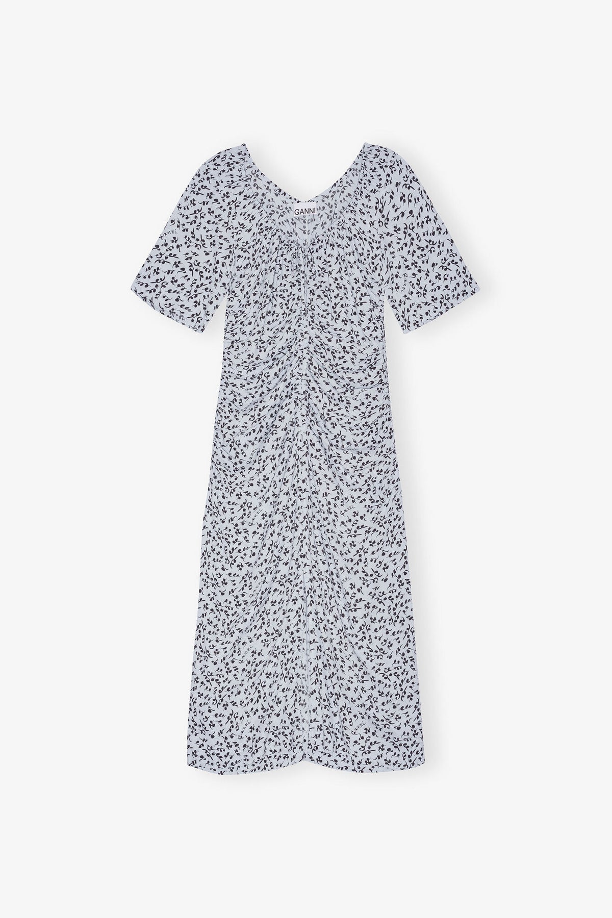 Printed Crepe U-neck Midi Dress - GANNI